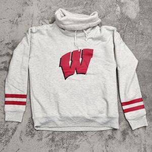 J. America Women's School Badgers Front Row Cowl Neck Fleece Sweatshirt, Small